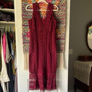 Elegant Lace Burgundy Dress